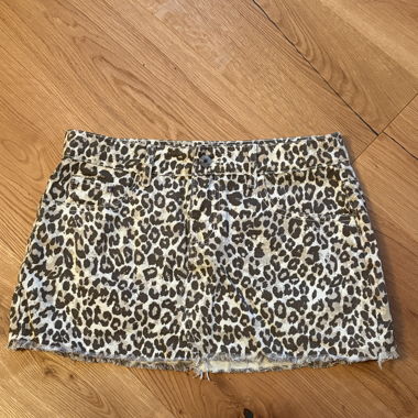 Leopard Jeans Mini Skirt