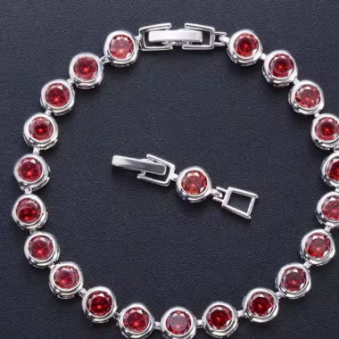 Cubic Zyrkonia Red Armband Stainless Steel 