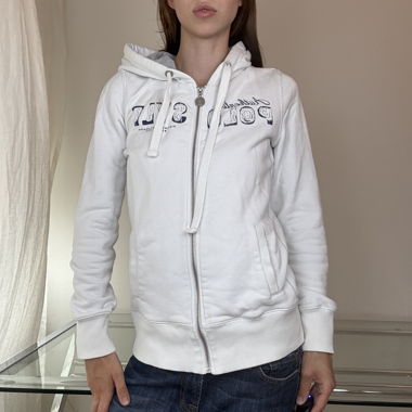 Felpa polo bianca con zip