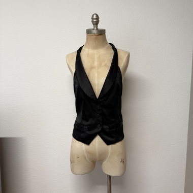 Black Satin Women's Waistcoat