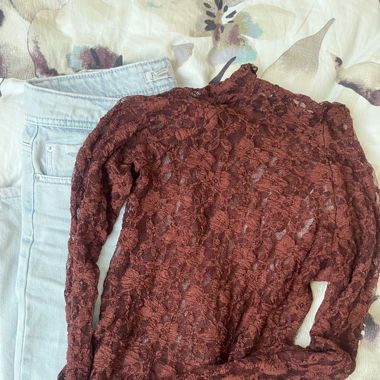haut en dentelle brun bershka