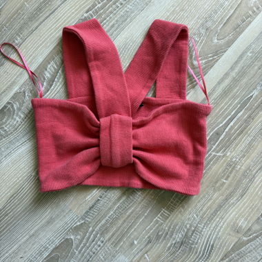 Pink ribbed crop top
