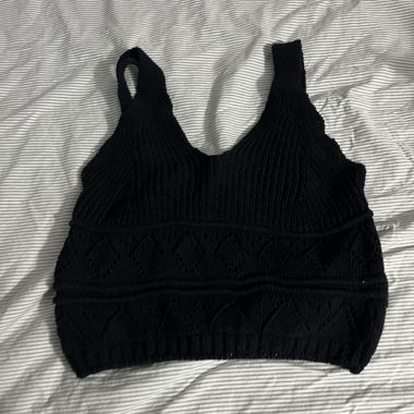 Black Ribbed Knit Top