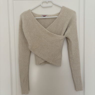 Cream Wrap Sweater