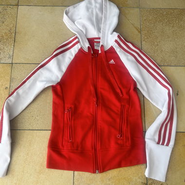 Adidas Kapuzenjacke rot/weiss