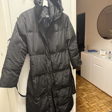 Black Puffer Down Coat with Hood