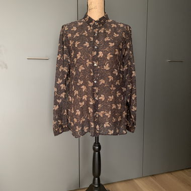 Pomandère gemusterte Bluse braun, Gr. S