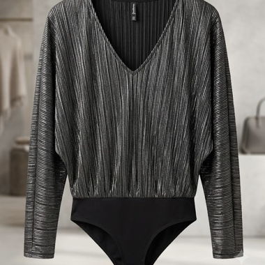 Plissierter schwarzer Body Stradivarius