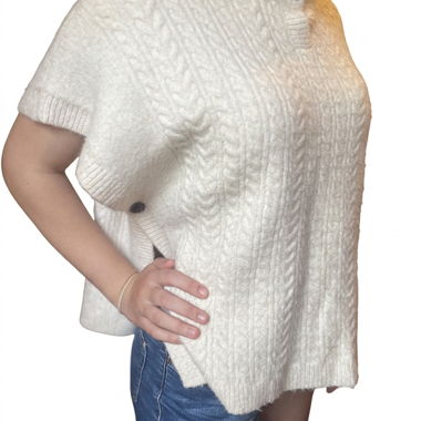 Maglione senza maniche in maglia ecrù