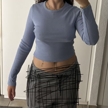 Maglietta a maniche lunghe blu Bershka