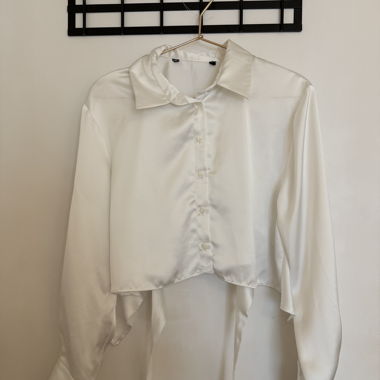 White satin blouse with back slit