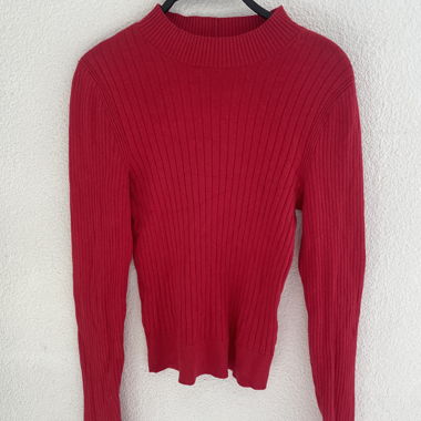 Pull côtelé rouge