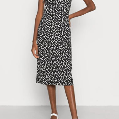 Schwarzes Blumenmuster Kleid Jersey