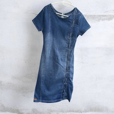 Short-Sleeve Denim Dress