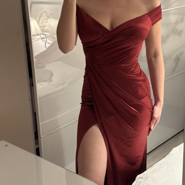 Split Satin Red Dress
