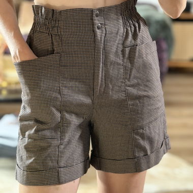 High-Waist-Shorts mit Karomuster