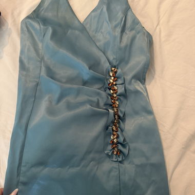 Abito halter in raso blu