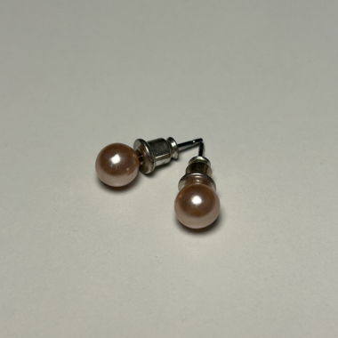 Pink Pearl Stud Earrings