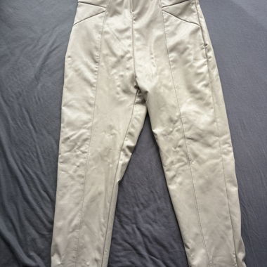 Beige Faux Leather Pants