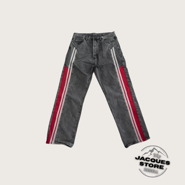 MNML White Stripped Baggy Jeans
