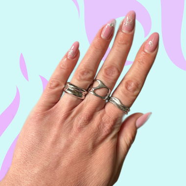 Bague statement argent Y2K ajourée