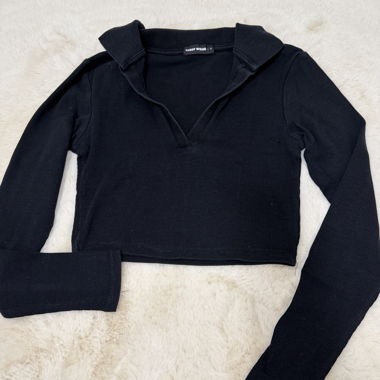 Black long-sleeve cropped top Tally Weijl