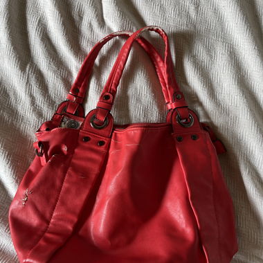 Rote Handtasche Kunstleder