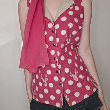 Top rose à pois