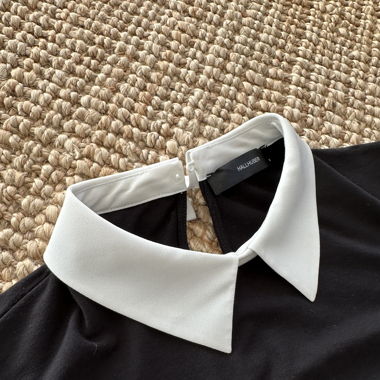 Schwarzes Shirt mit weissen Kragen/Manchetten