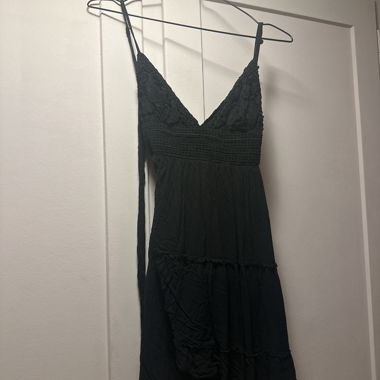 Black spaghetti-strap dress