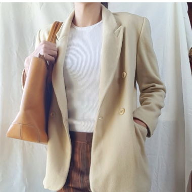 Vintage cream wool casmere blazer