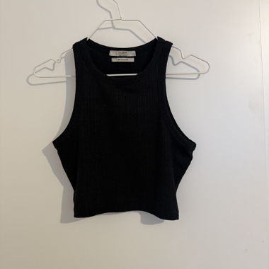 Crop top noir côtelé Pull&Bear