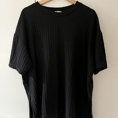 T-shirt oversize côtelé noir
