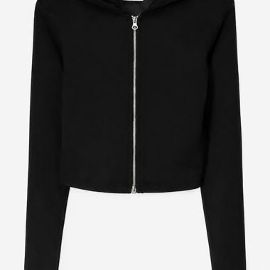 Black hooded zip jacket