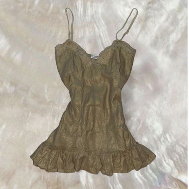 Top babydoll vintage in pizzo oro chiaro