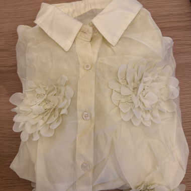 Butter Yellow Kids Shirt with Flowers