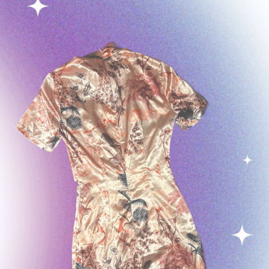 Silk imitation mini dress
