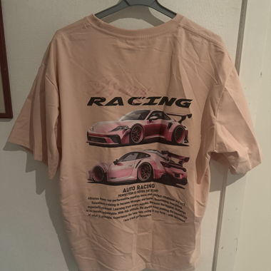 T-shirt rosa con stampa Porsche