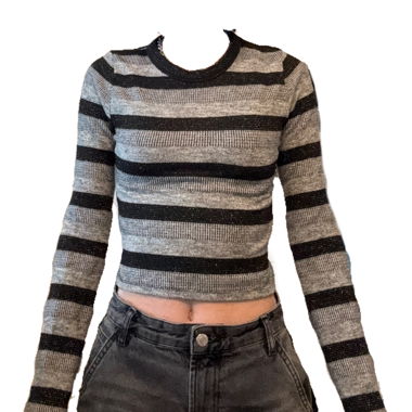 Gestreiftes Crop Top Langarm