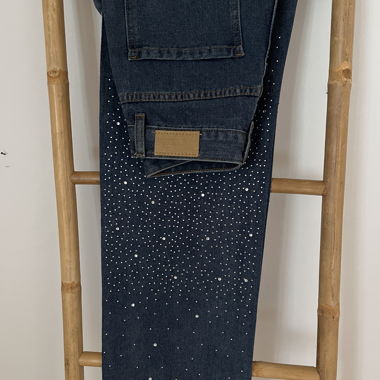 Jeans strass/paillettes