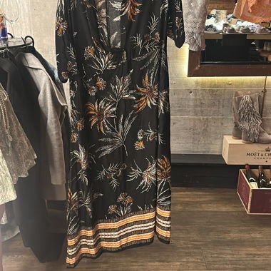 Black Kimono Dress with Maraboutee Fairy Print