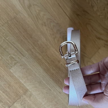 Ceinture en cuir rose-beige