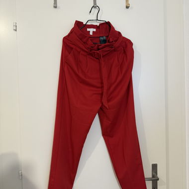 Red high-waist fabric trousers (H&M, size 36)