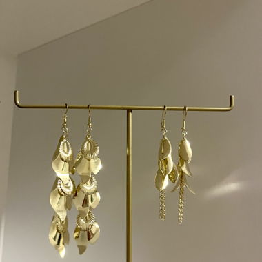 Gold Tone Leaf Drop Earrings - Unique 