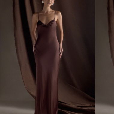 Long dress MESHKI - chocolate brown