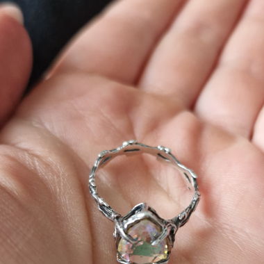 Bague argent 925 et quartz aura 