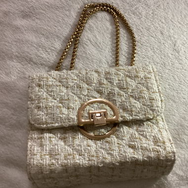 Sac blanc paillettes dorées