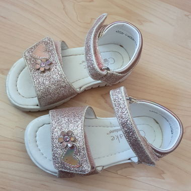 Sandales enfant paillettes dorées-roses