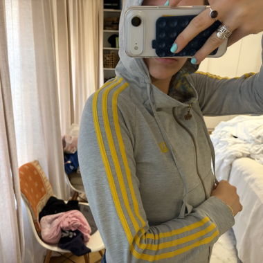 Vintage Grey Striped Hoodie