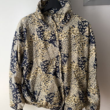Giacca da tuta vintage stampata effetto leopardo in seta